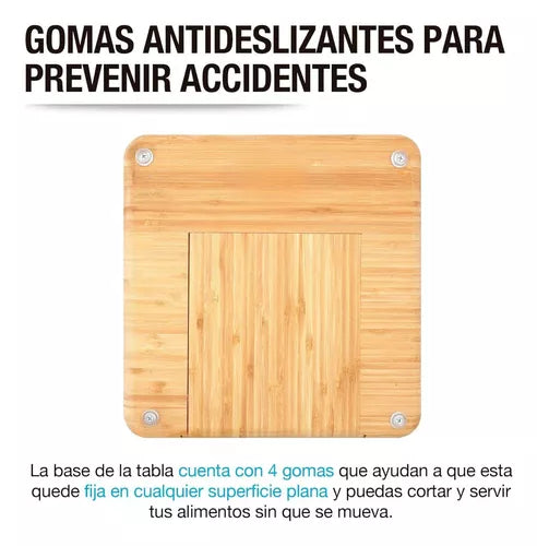 Tabla Para Quesos De Madera Bambu 4 Accesorios